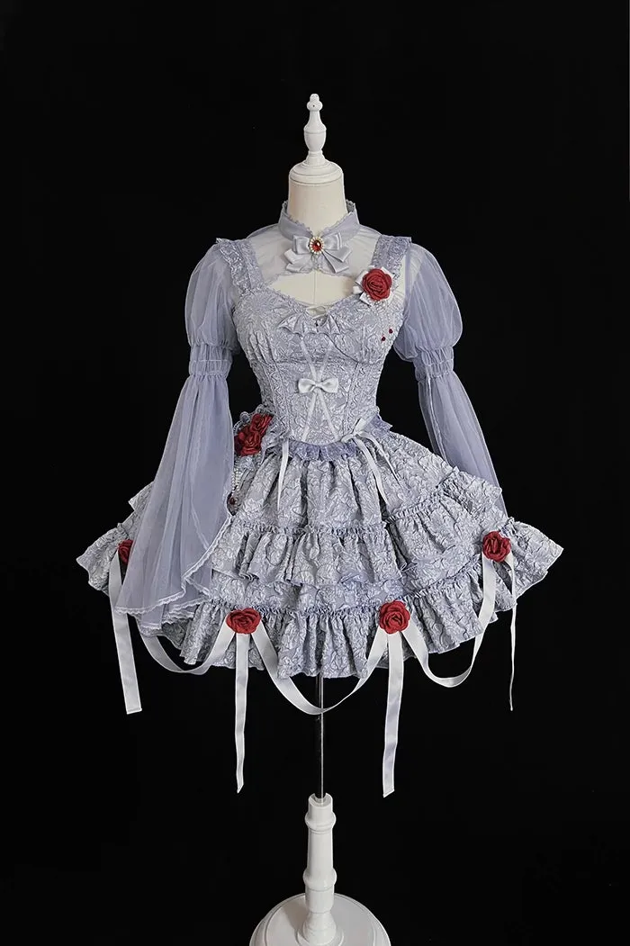 Gothic Lolita Skirt Set Blood Rose Skirt Corset Multicolor