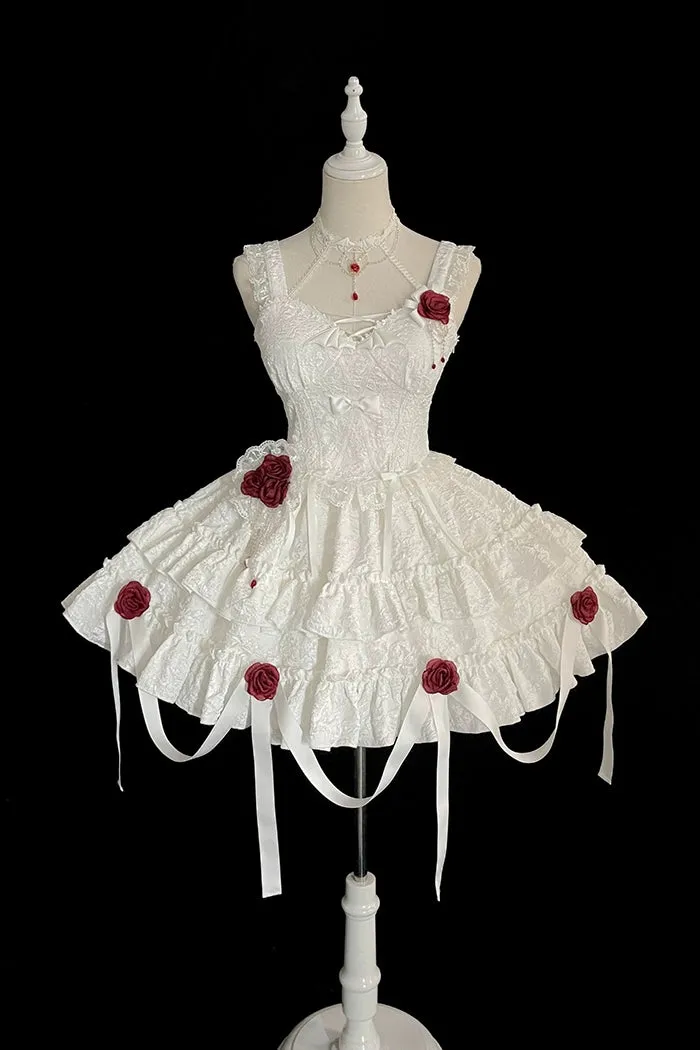 Gothic Lolita Skirt Set Blood Rose Skirt Corset Multicolor