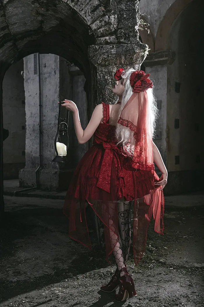 Gothic Lolita Skirt Set Blood Rose Skirt Corset Multicolor