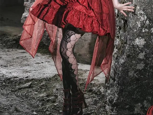 Gothic Lolita Skirt Set Blood Rose Skirt Corset Multicolor