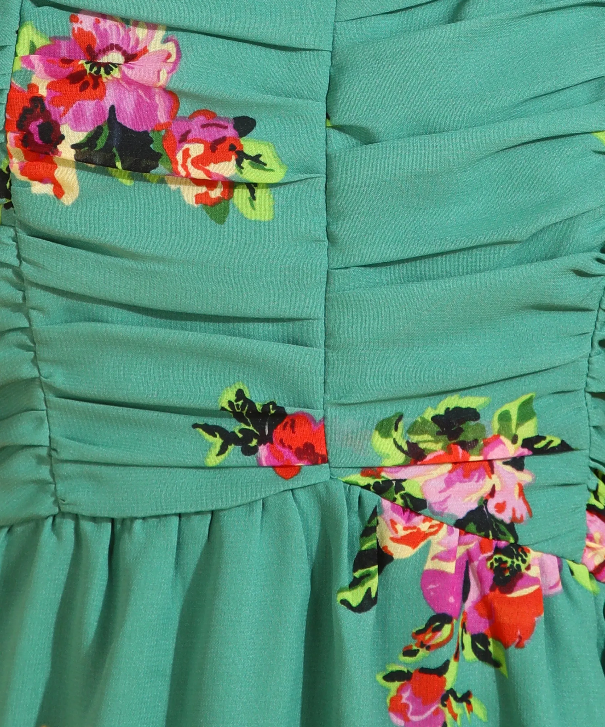 Green Above Knee Floral Dress