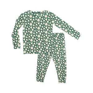 Green Floral Ribbed Two-Piece Set