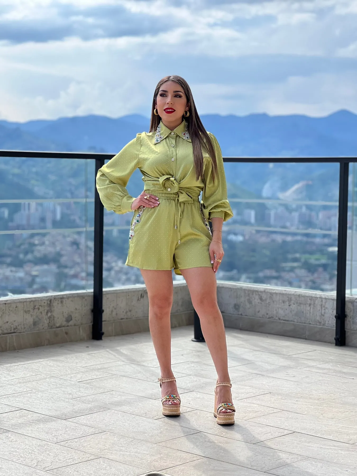 Green Jewel Short Set