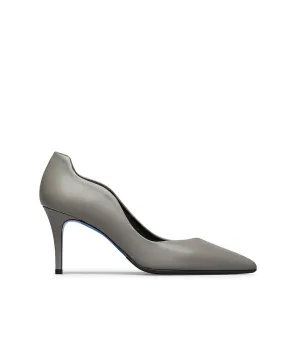 Grey nappa leather wave pump