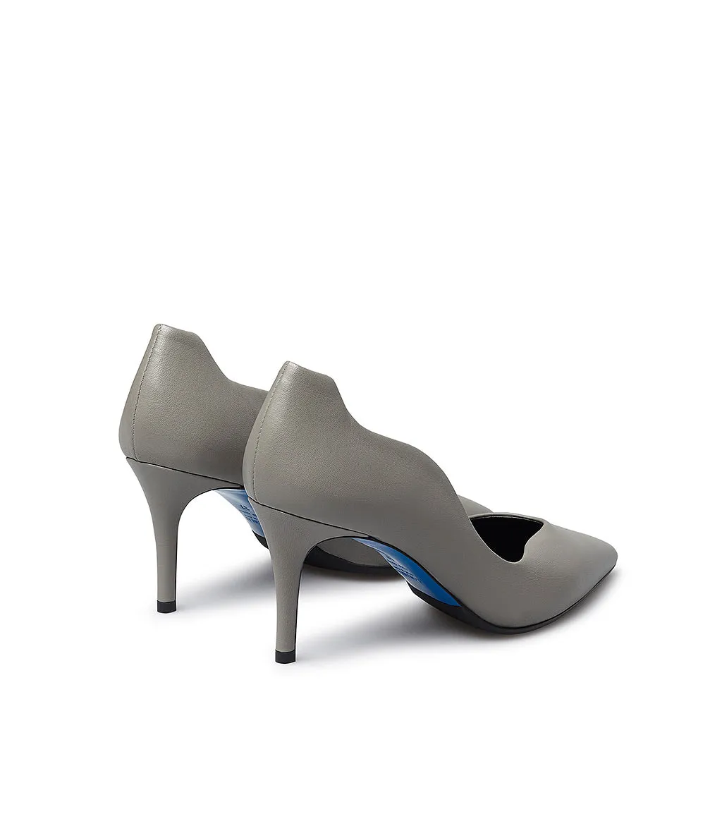 Grey nappa leather wave pump