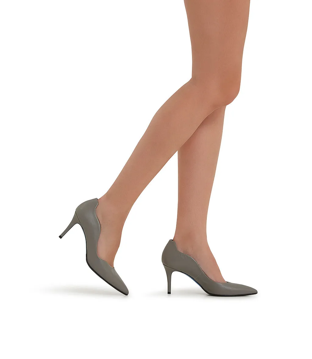 Grey nappa leather wave pump
