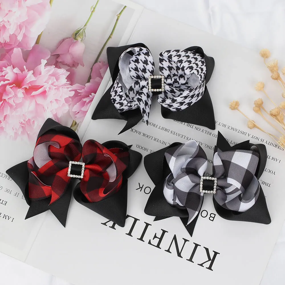 Grids Pattern Girl Hair Bows