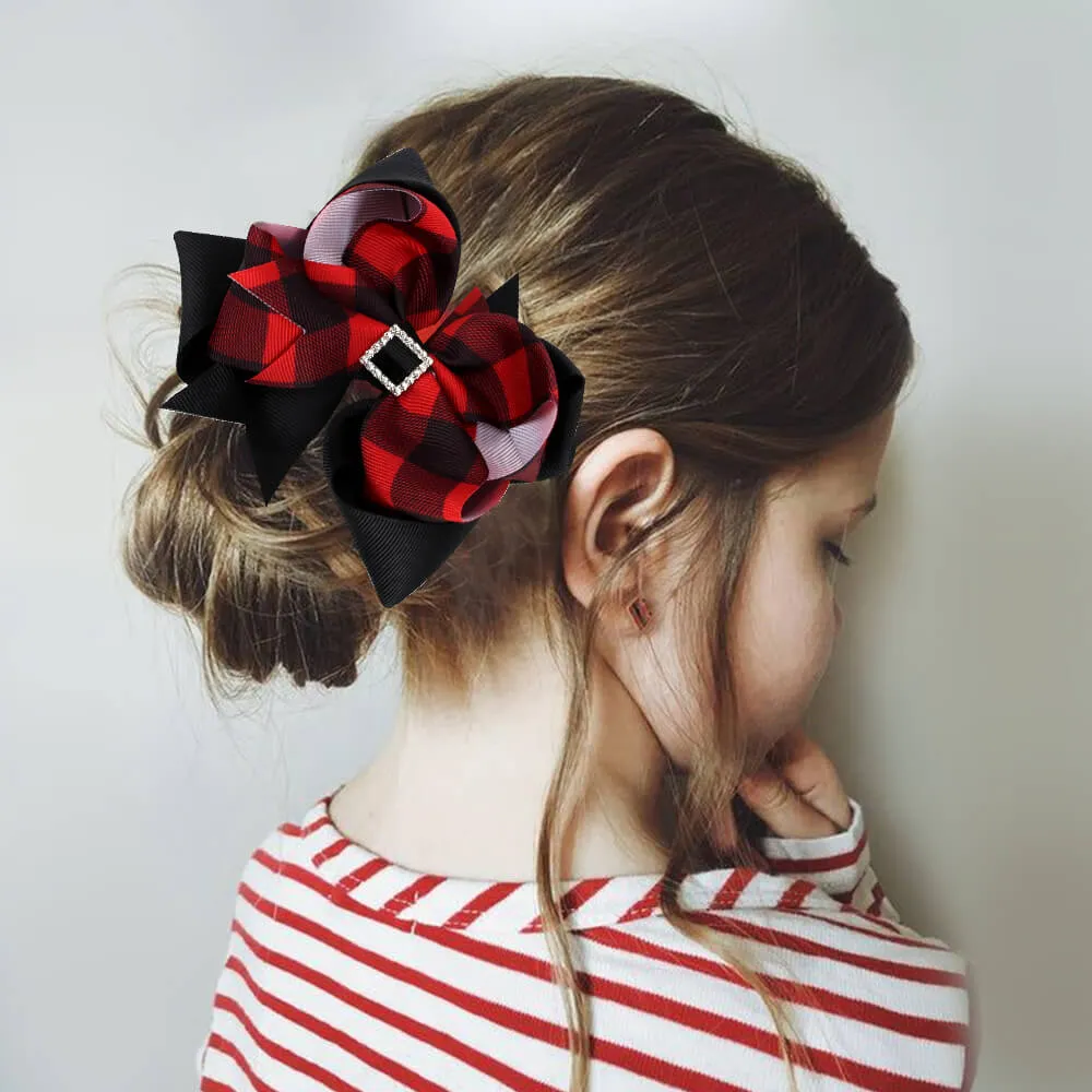 Grids Pattern Girl Hair Bows