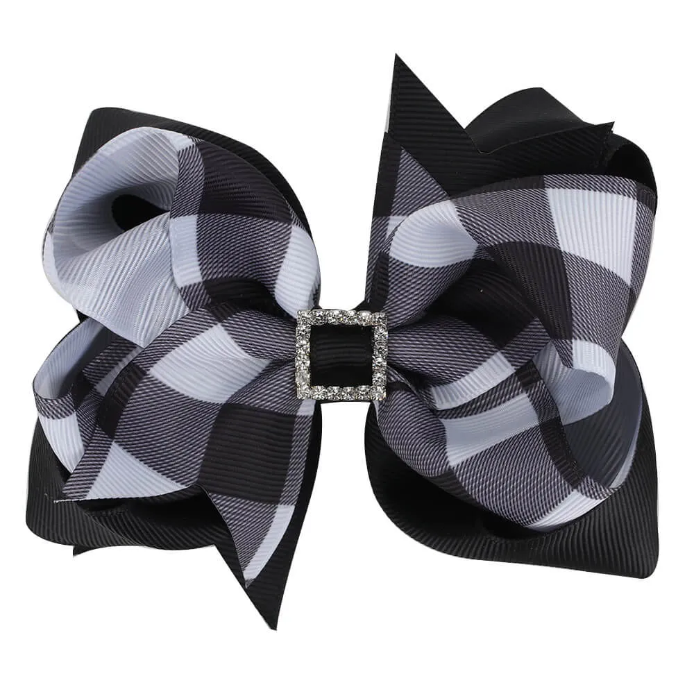 Grids Pattern Girl Hair Bows