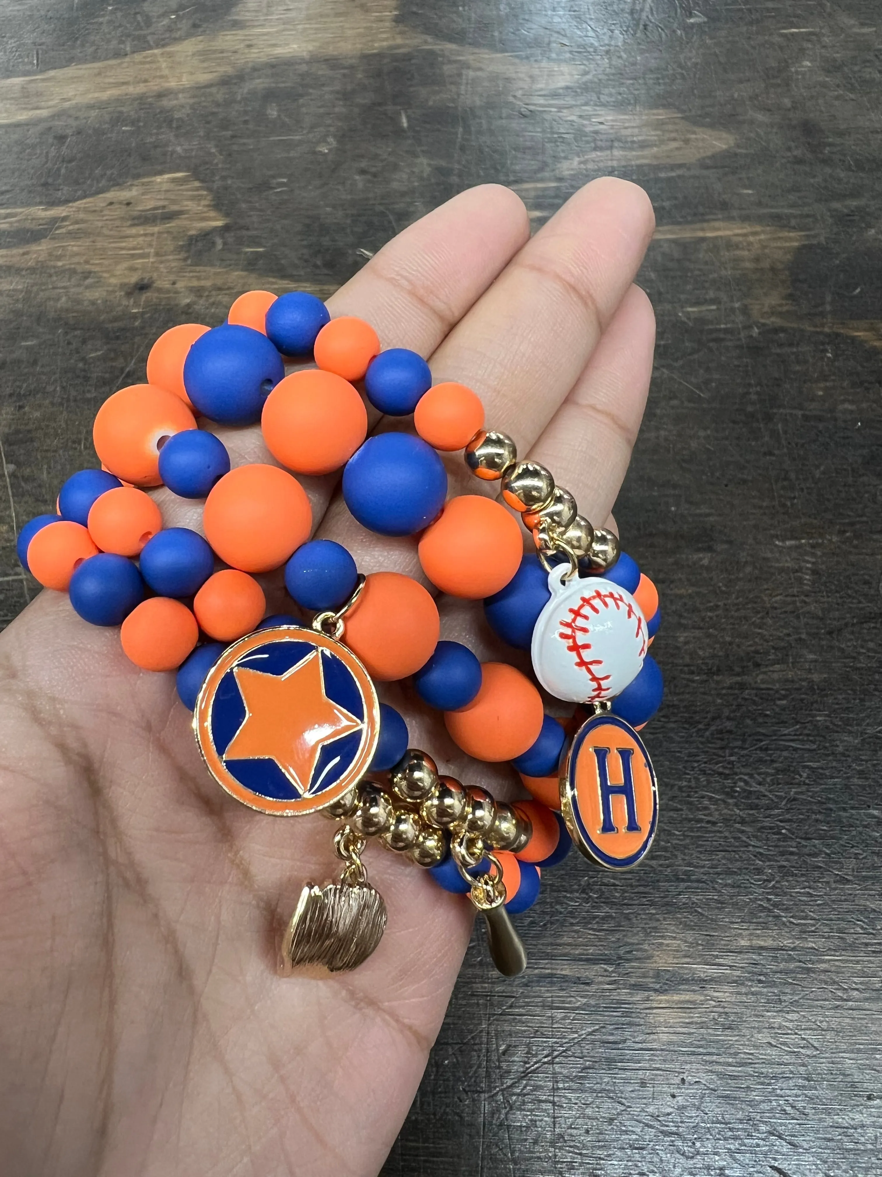 H-town Baseball Team Themed Stacked Bracelet
