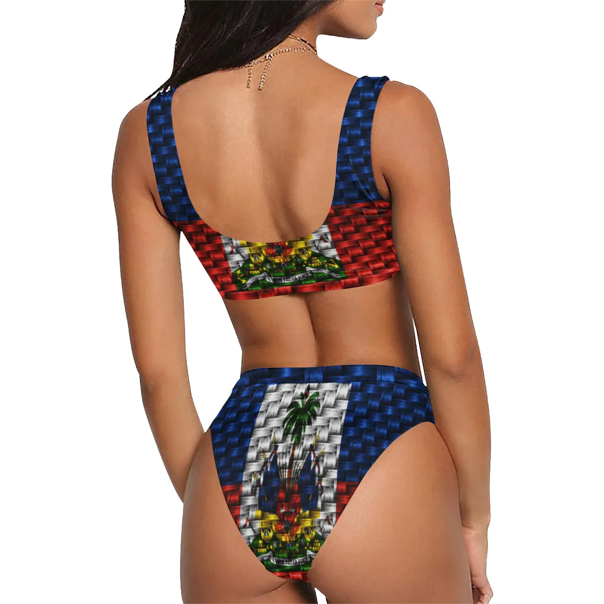 HAITI FLAG Sport Top & High-Waisted Bikini Swimsuit
