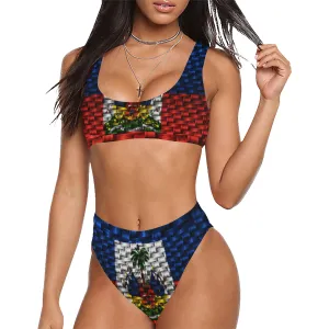 HAITI FLAG Sport Top & High-Waisted Bikini Swimsuit