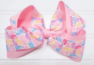Happy Birthday Bow - Pink