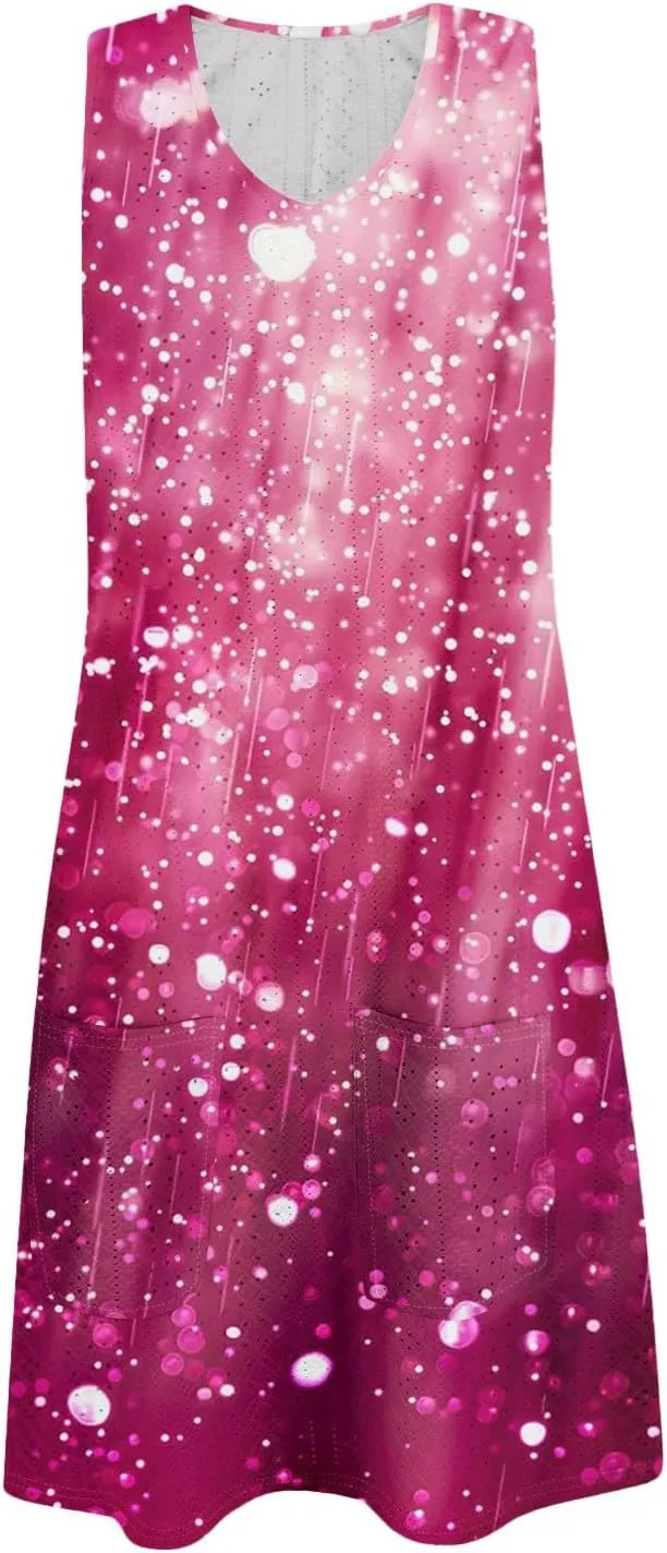 Hawaiian Dresses for Women Round Neck Aline Mini Dress Summer Sleeveless Floral Print Tropical Tank Dress