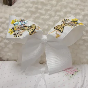 Heidi Davis Saints Cheer Hand Painted Bow Double Glitter