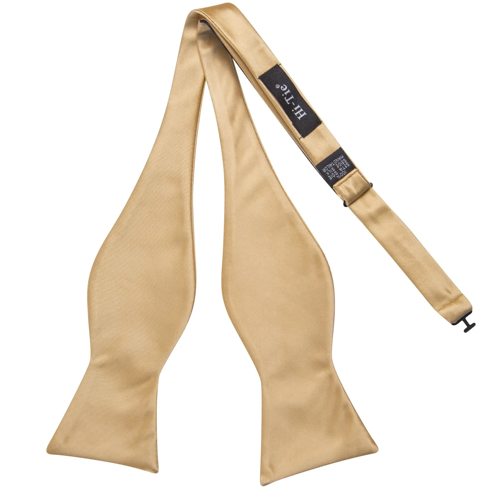 Hi-Tie Light Wheat Yellow Bowtie Solid Men's Tie Hanky Cufflinks Set