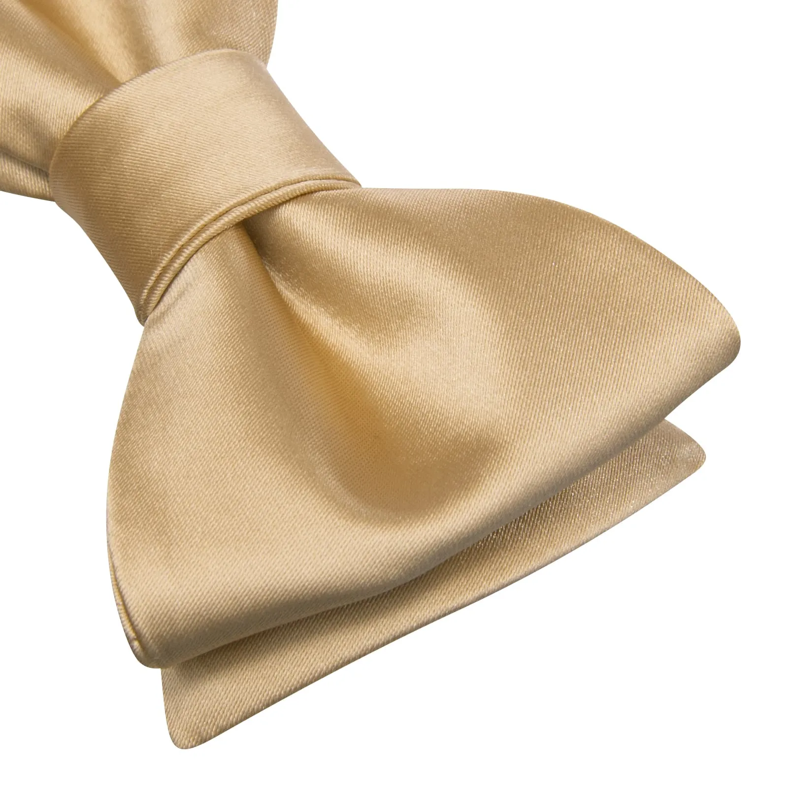 Hi-Tie Light Wheat Yellow Bowtie Solid Men's Tie Hanky Cufflinks Set