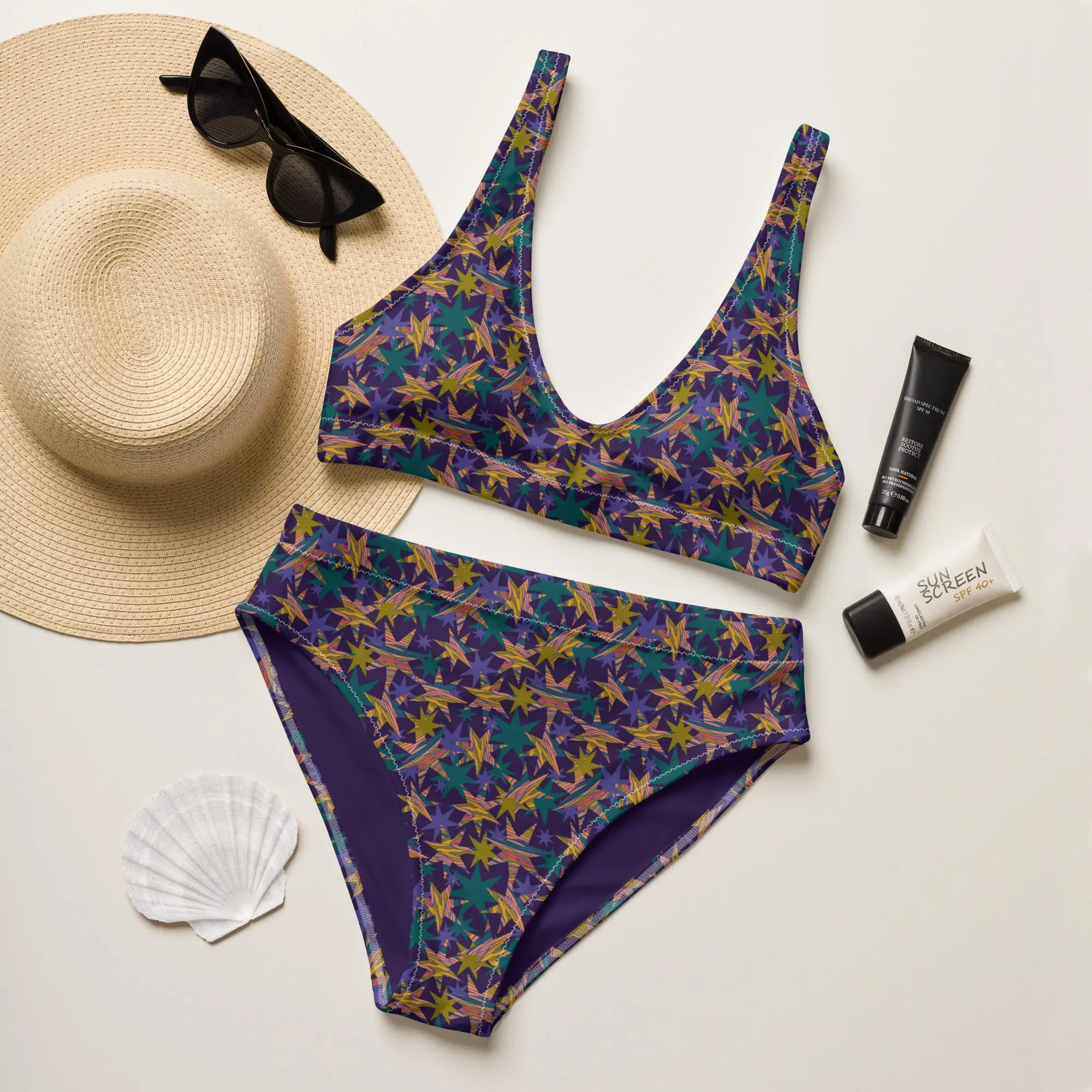 High Waisted Bikini Womens (Glamourange Luxury Bikini High Waisted - 0020 Patterns Model)
