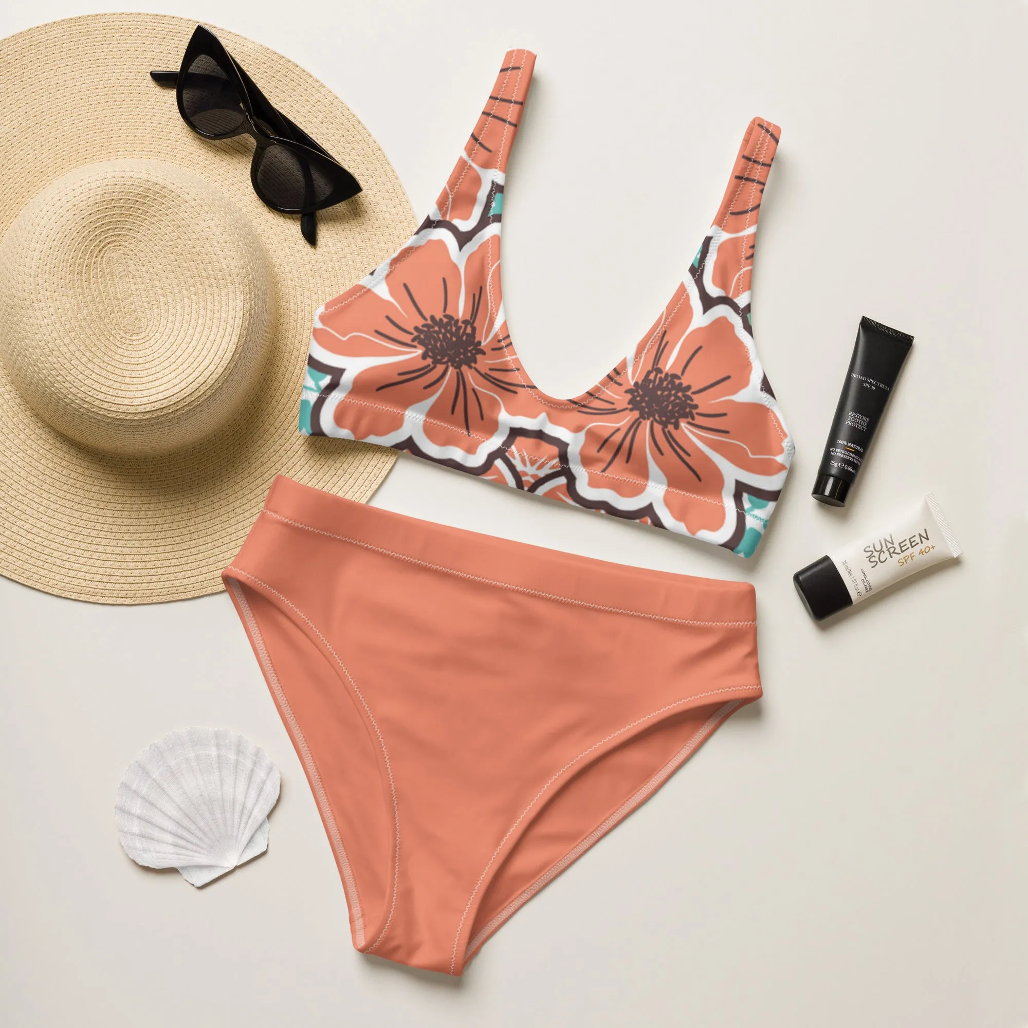 High Waisted Bikini Womens (Glamourange Luxury Bikini High Waisted - 0073 Patterns Model)