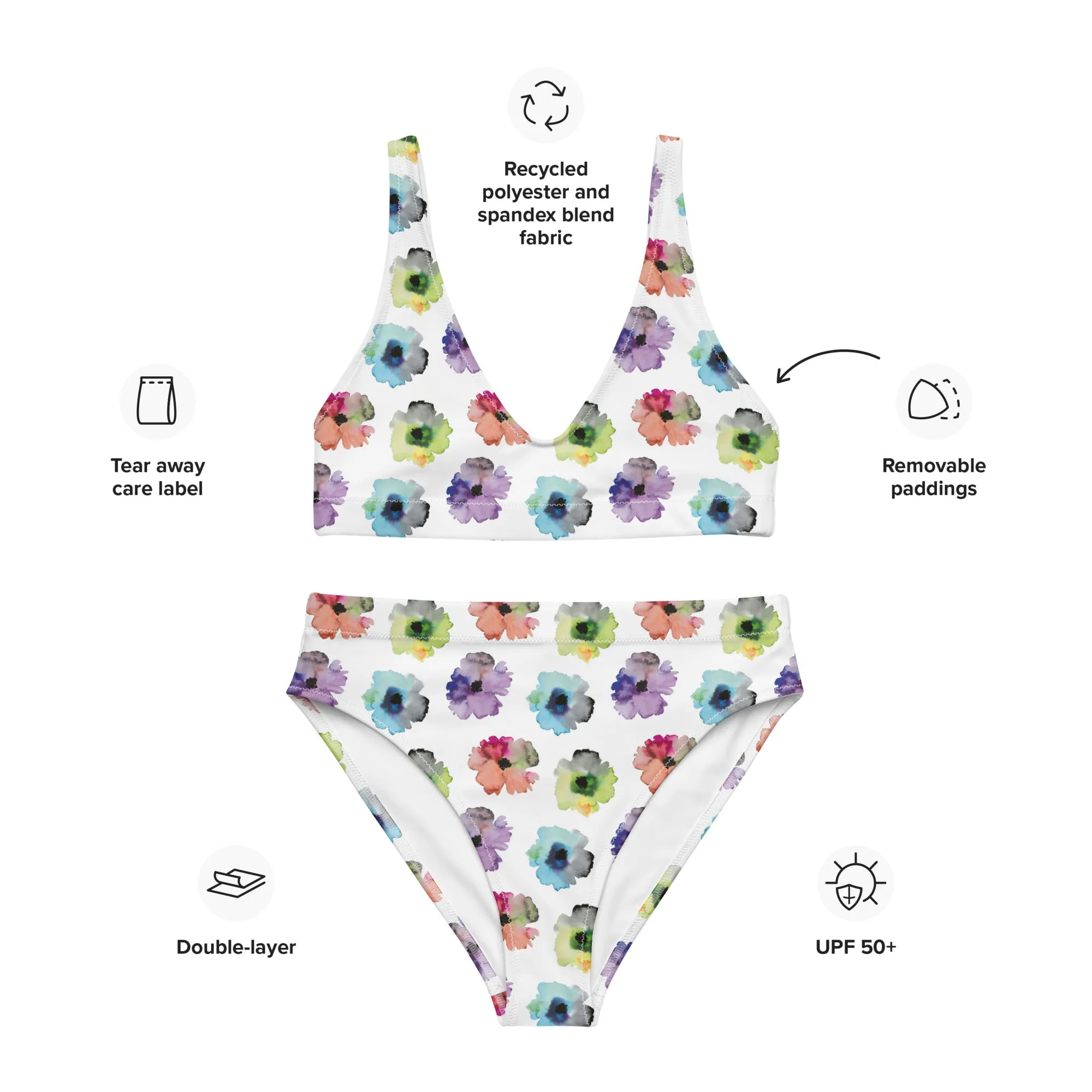 High Waisted Bikini Womens (Glamourange Luxury Bikini High Waisted - 0091 Patterns Model)