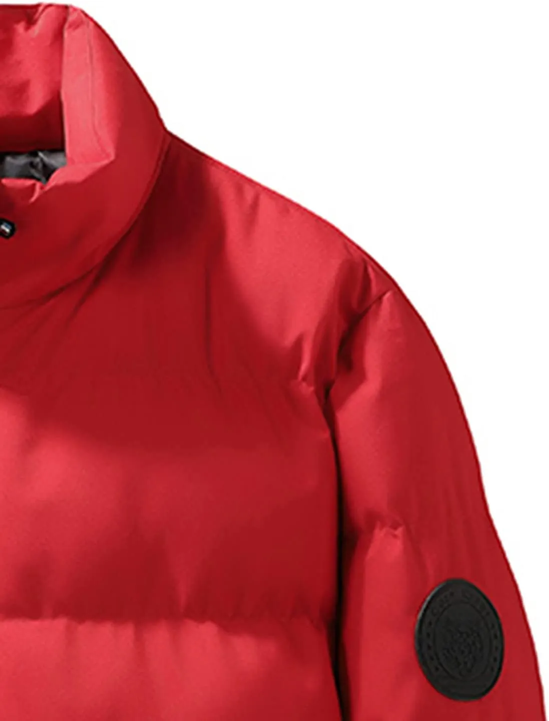 hlysgo Men's Winter Puffer Jacket Long Sleeve Stand Collar Bubble Coat Full Zip Warm Padded Jackets Outerwear Cold Weather