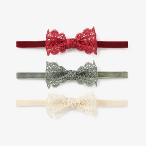 Holiday Lacy Bow Headband - Set of 3 by Elegant Baby