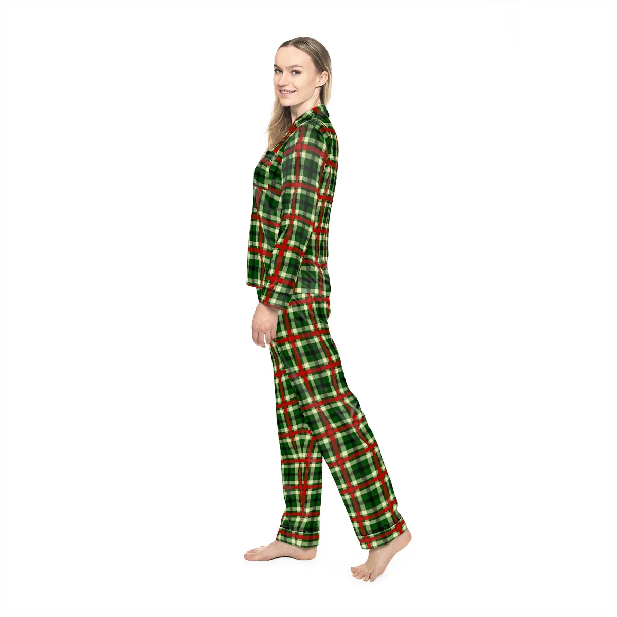 Holiday Plaid Women's Satin Pajamas