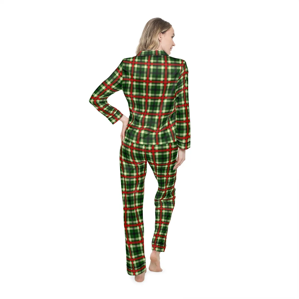 Holiday Plaid Women's Satin Pajamas
