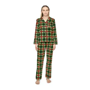 Holiday Plaid Women's Satin Pajamas