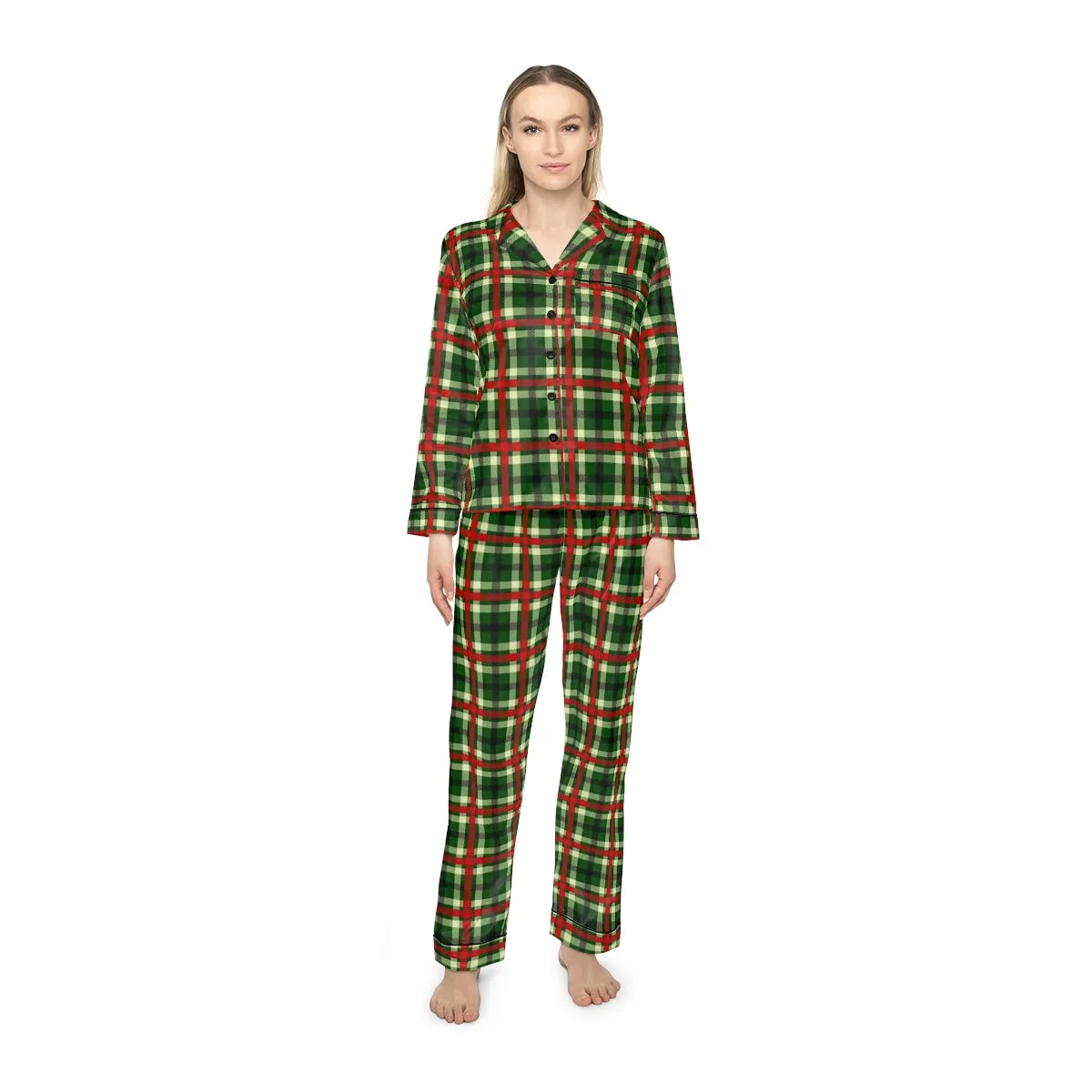 Holiday Plaid Women's Satin Pajamas