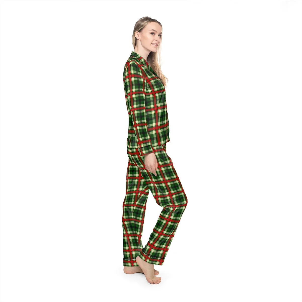 Holiday Plaid Women's Satin Pajamas