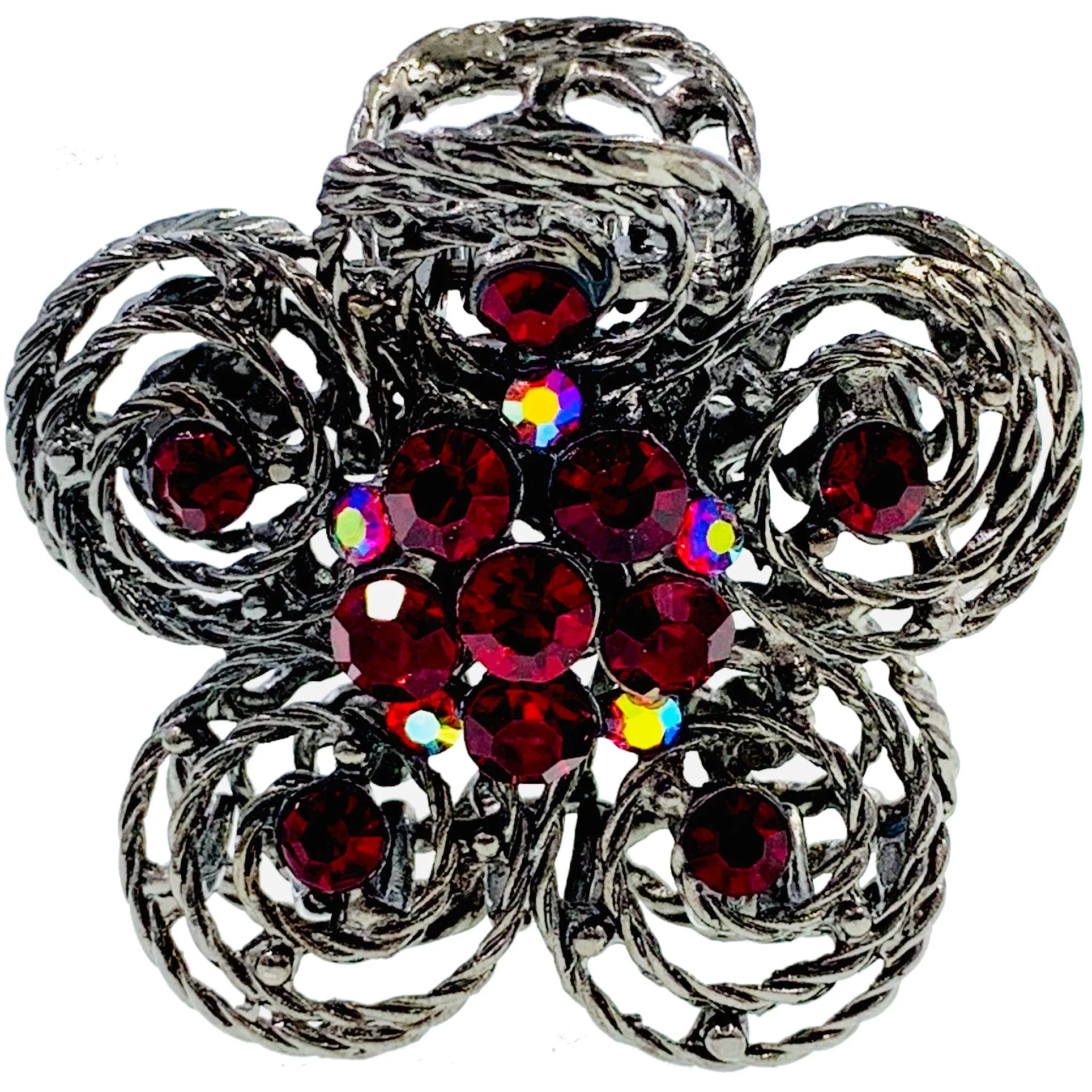 Hollow Tea Flower Hair Claw Clip Austrian Crystals