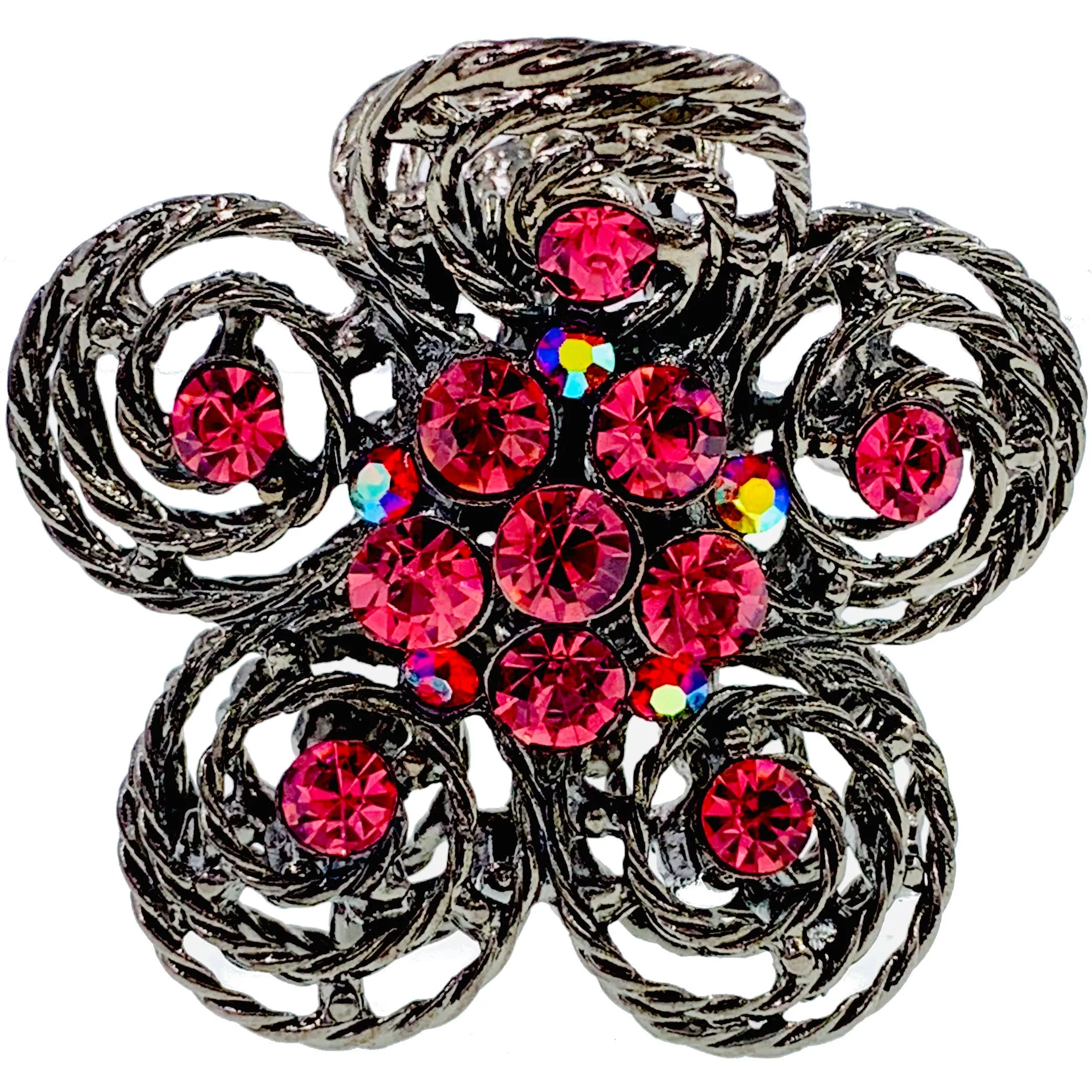 Hollow Tea Flower Hair Claw Clip Austrian Crystals