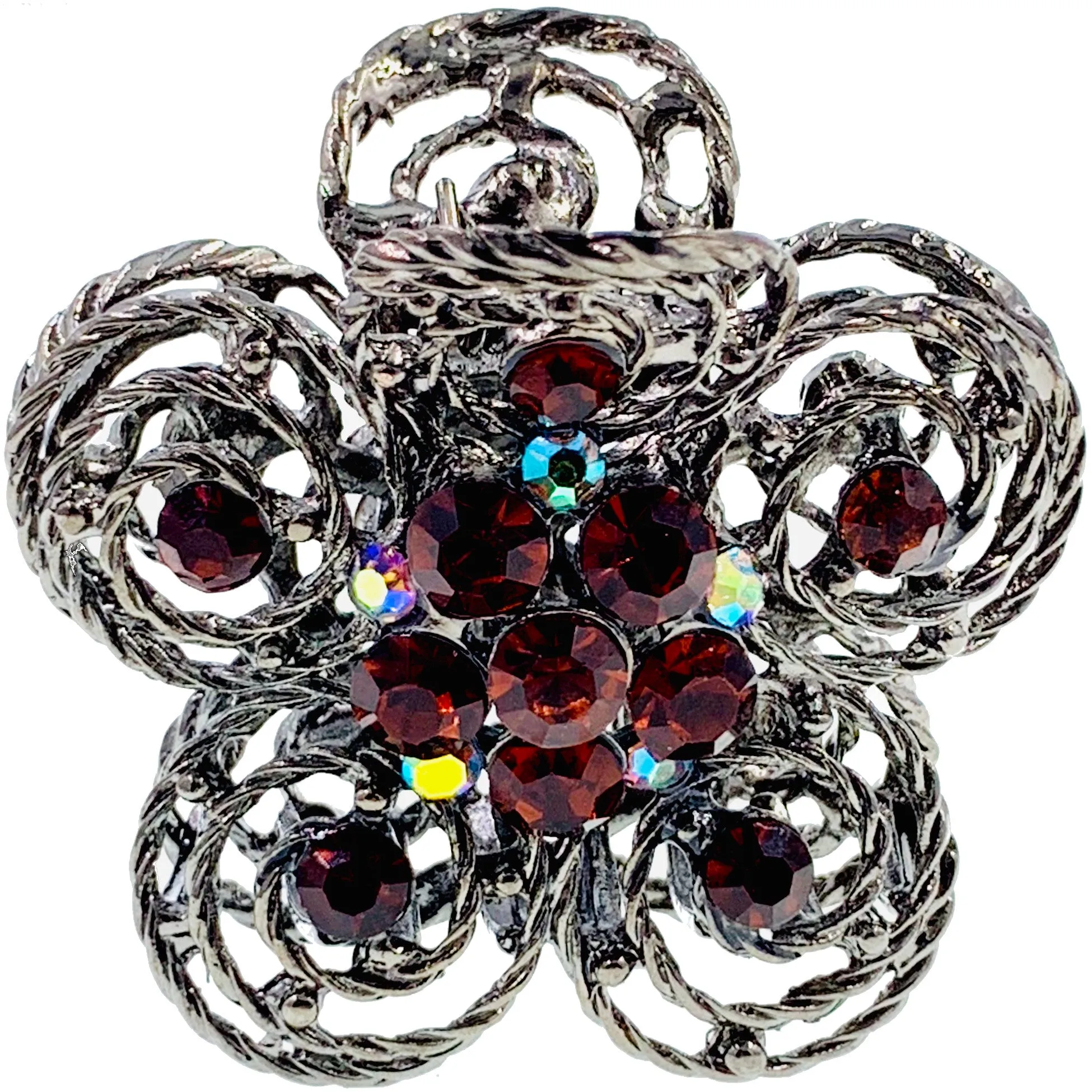 Hollow Tea Flower Hair Claw Clip Austrian Crystals