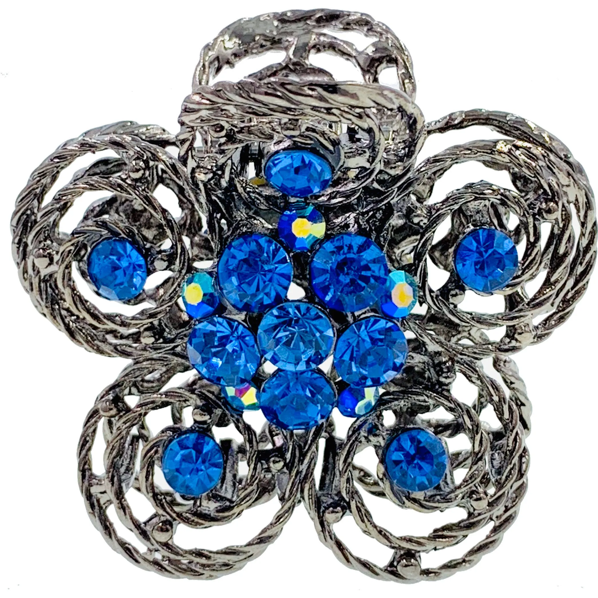 Hollow Tea Flower Hair Claw Clip Austrian Crystals