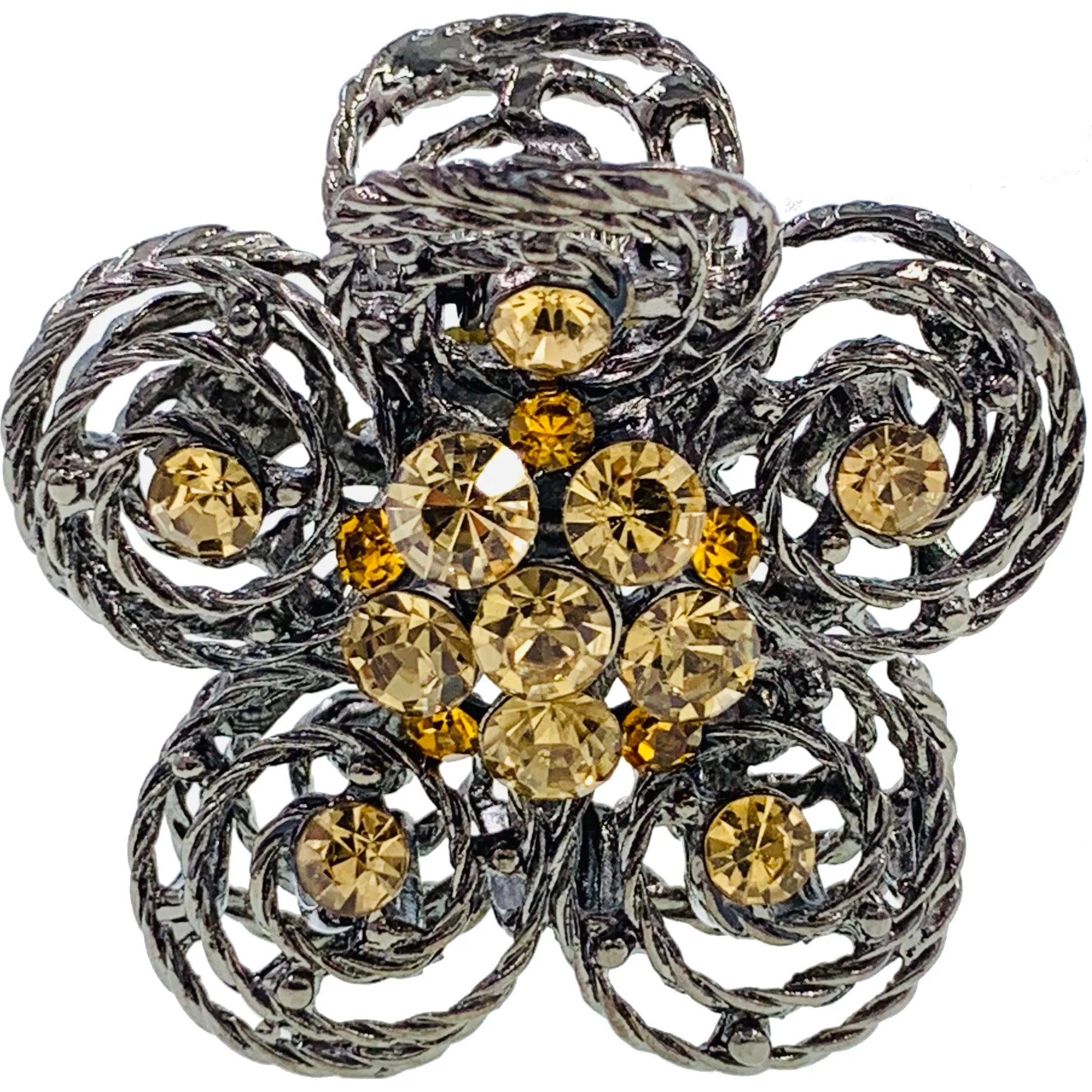 Hollow Tea Flower Hair Claw Clip Austrian Crystals