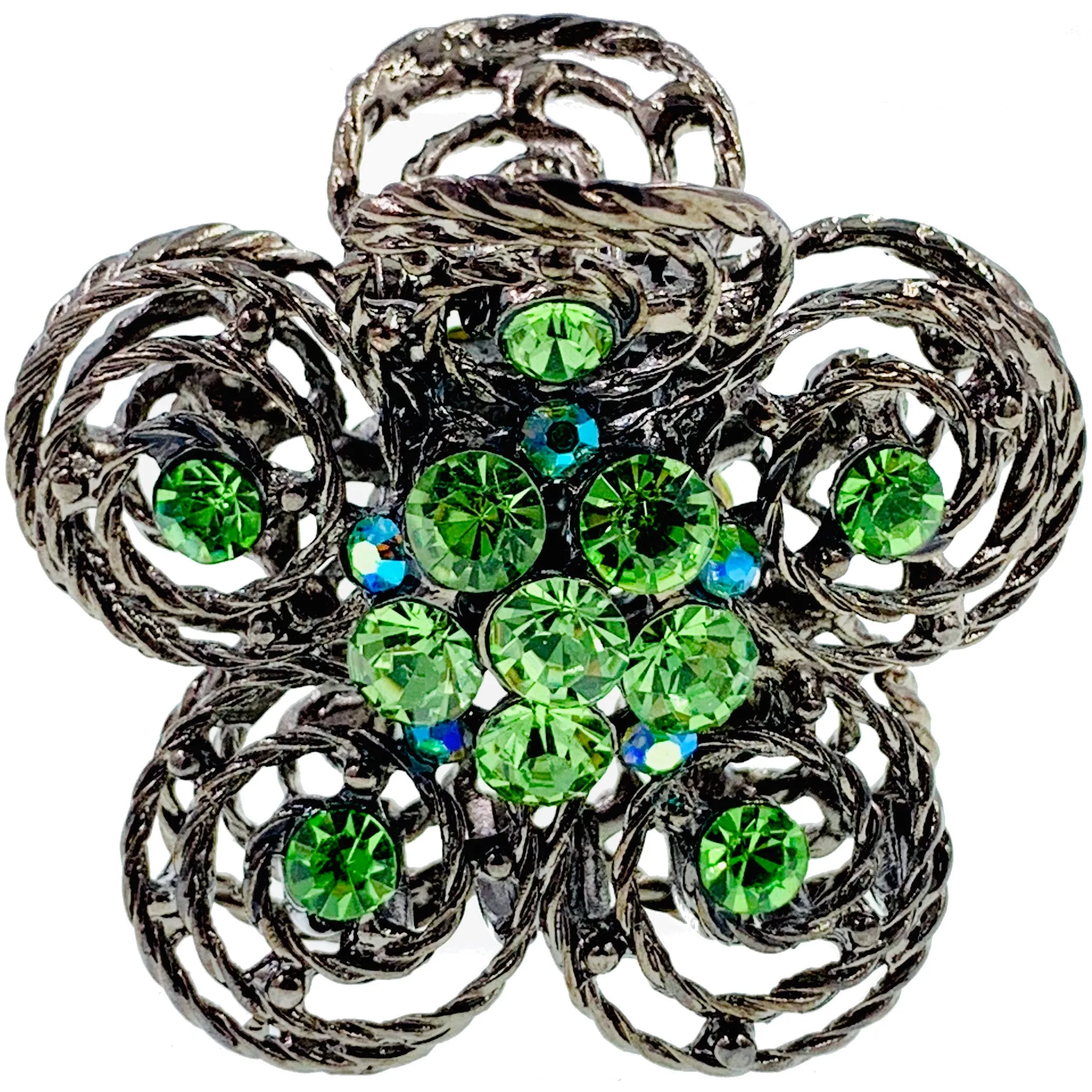 Hollow Tea Flower Hair Claw Clip Austrian Crystals