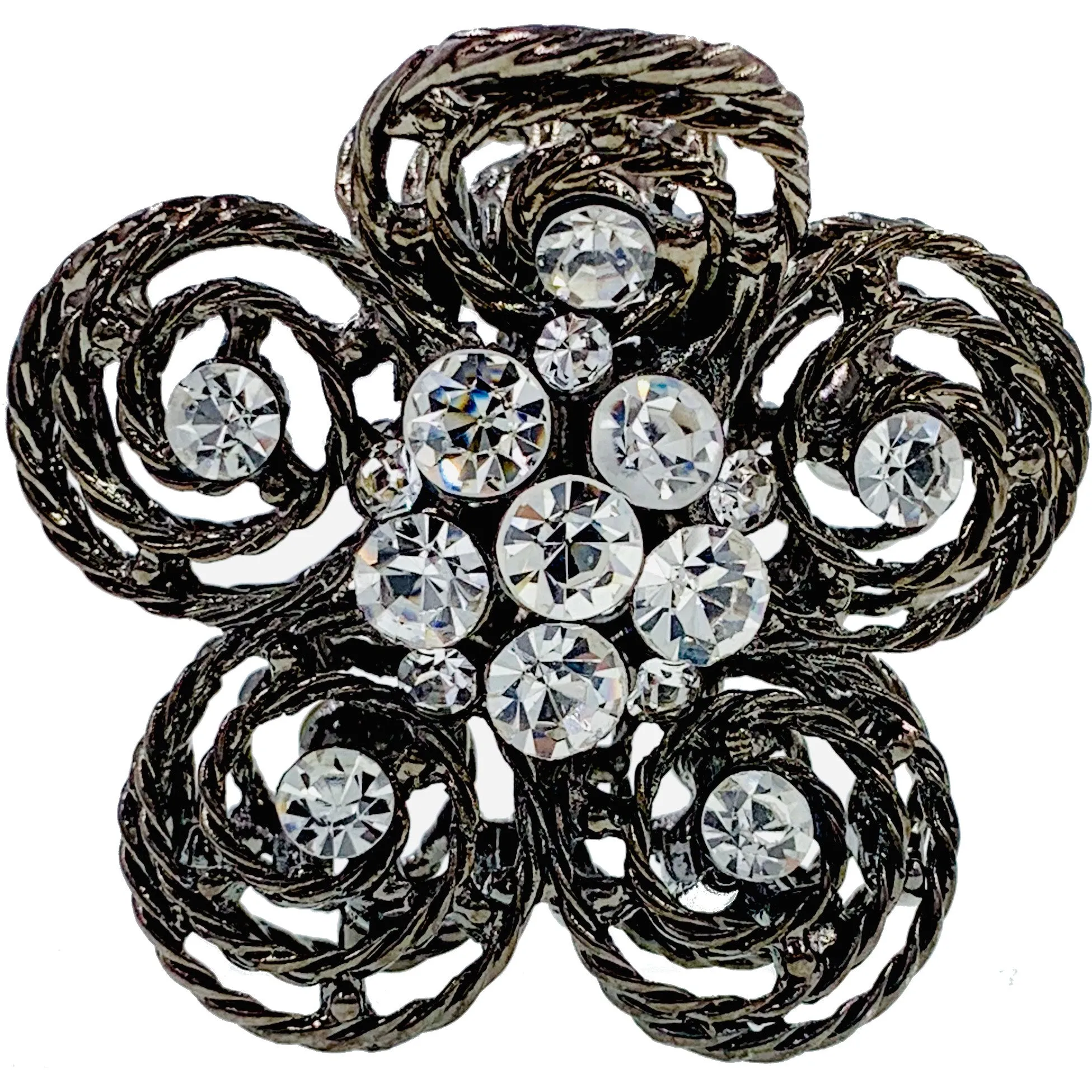 Hollow Tea Flower Hair Claw Clip Austrian Crystals