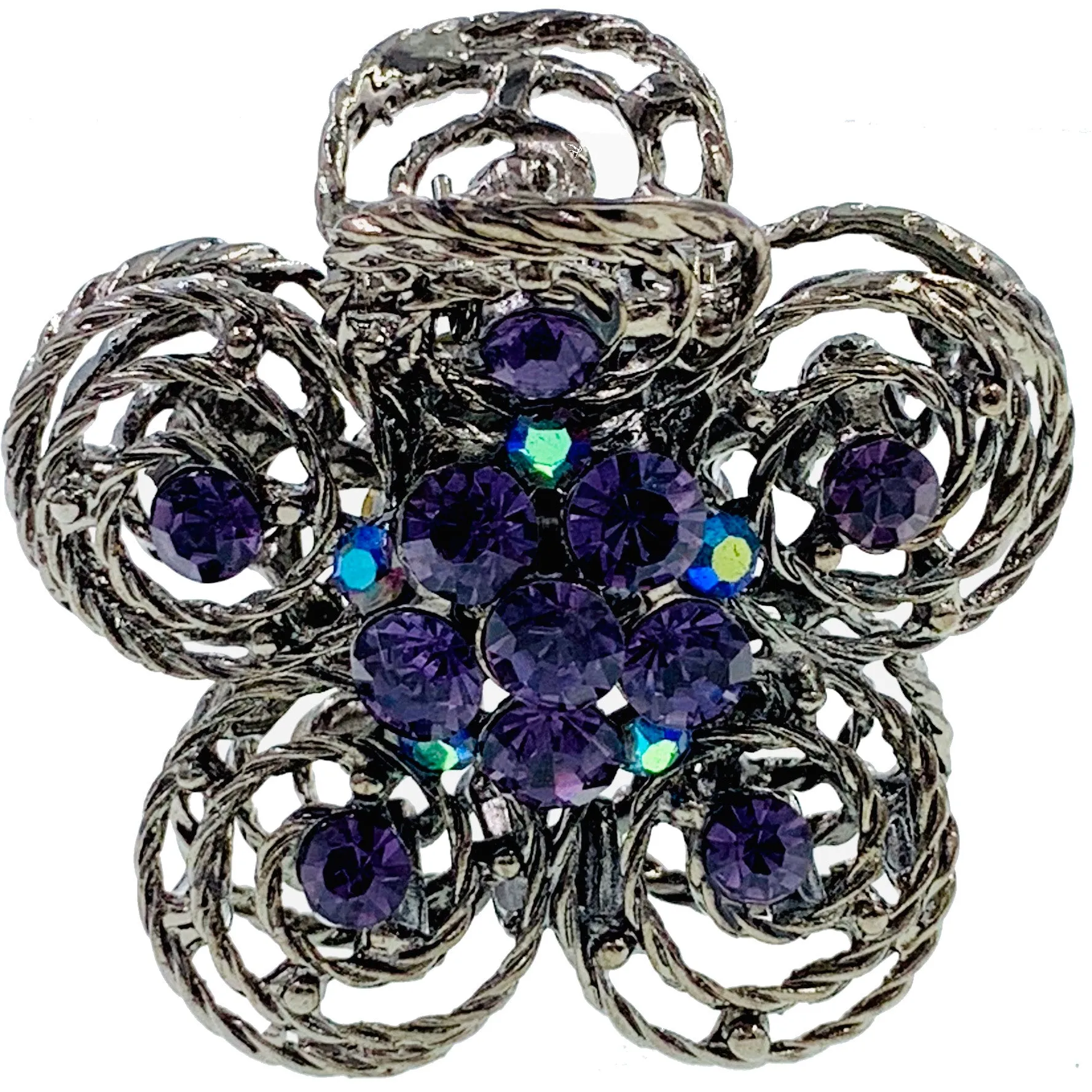 Hollow Tea Flower Hair Claw Clip Austrian Crystals