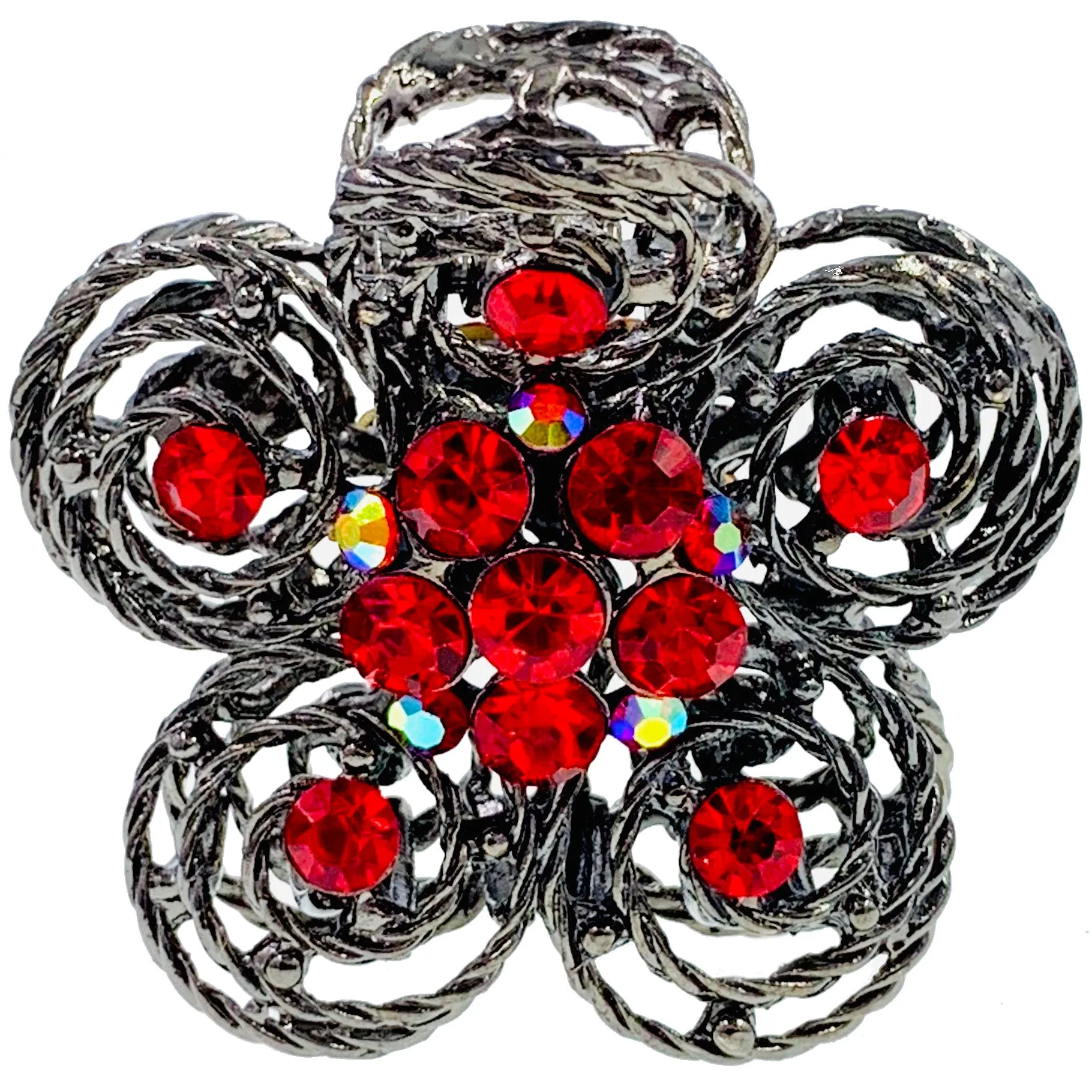 Hollow Tea Flower Hair Claw Clip Austrian Crystals