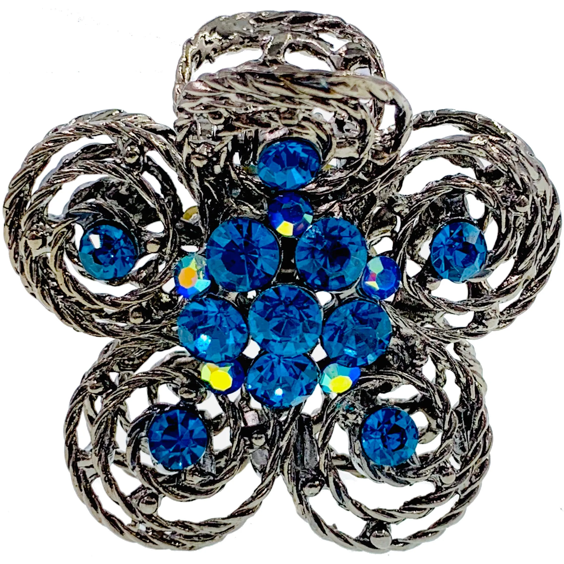 Hollow Tea Flower Hair Claw Clip Austrian Crystals
