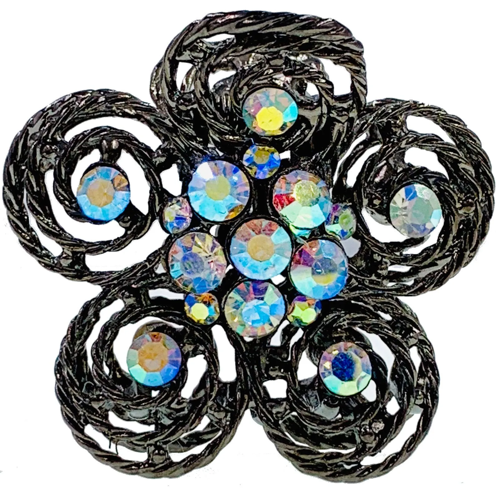 Hollow Tea Flower Hair Claw Clip Austrian Crystals