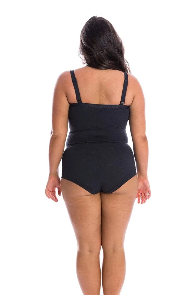 Honey Comb Black Boyleg One Piece with bow