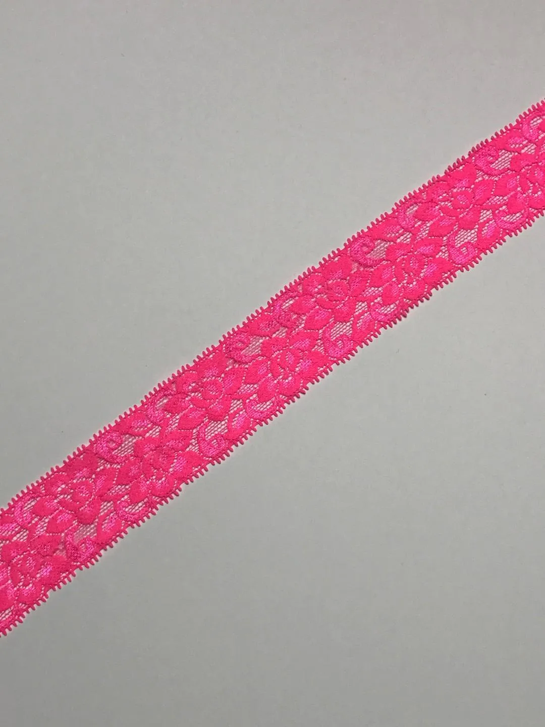 Hot Pink 1.75" Wide Stretch Lace