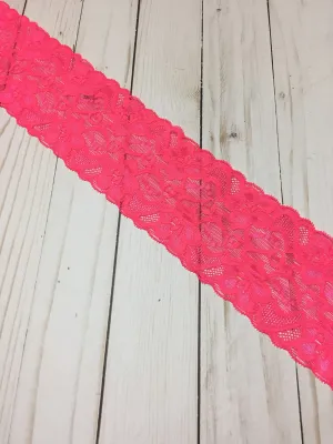 Hot Pink 3.5" Wide Stretch Lace