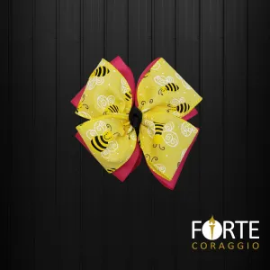 Hot Pink and Yellow Bumble Bee Hair Bow