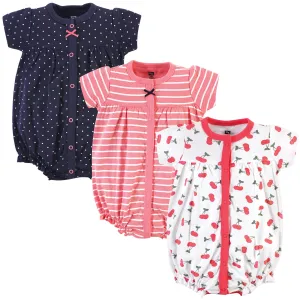 Hudson Baby Cotton Rompers, Little Cherries