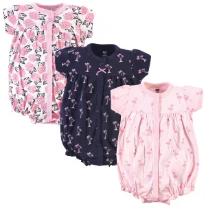 Hudson Baby Cotton Rompers, Pink Flamingo