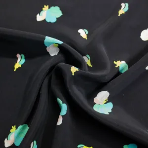 Iren Black Floral Silk Crepe de Chine SHOWROOM SAMPLE 34CM X 60CM