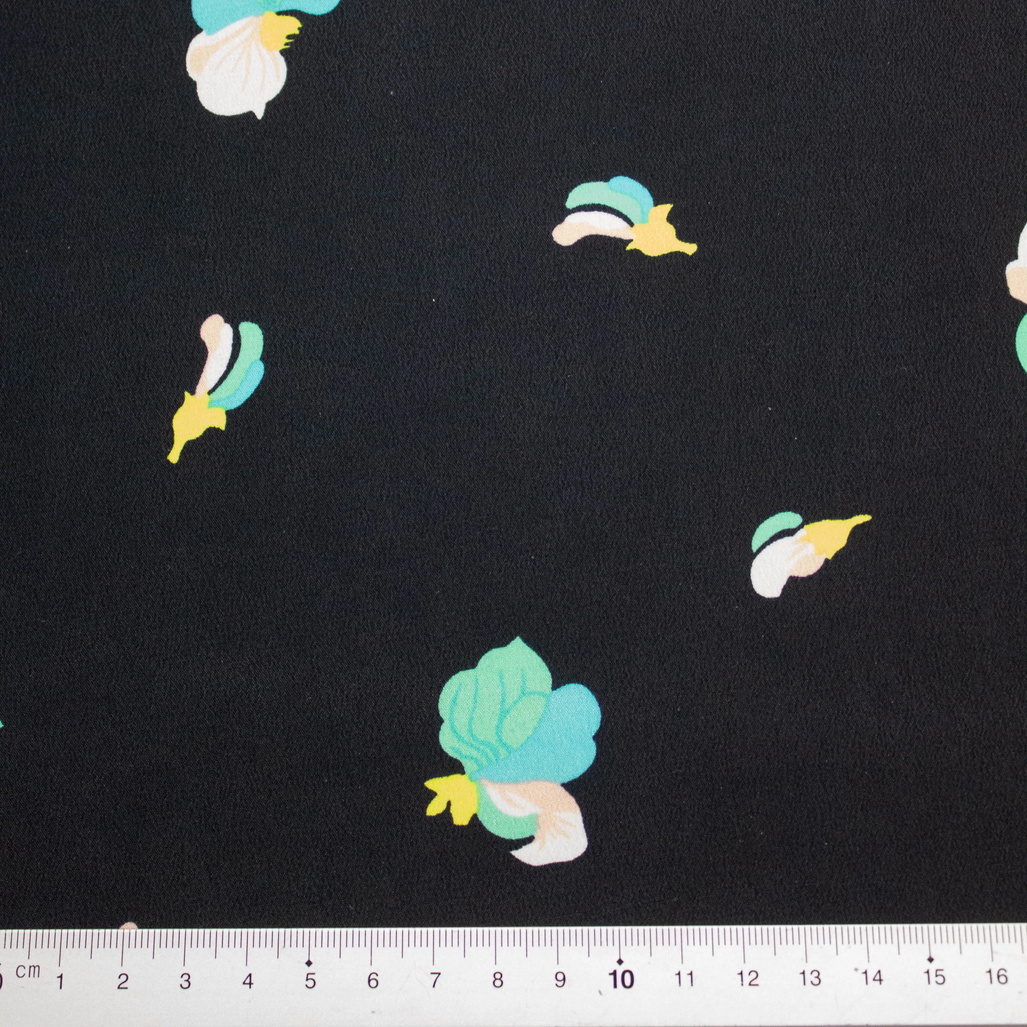 Iren Black Floral Silk Crepe de Chine SHOWROOM SAMPLE 34CM X 60CM